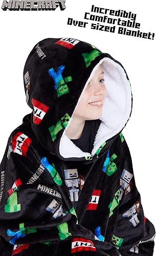 Miniatura 7 de Minecraft Sudadera con capucha para niños, manta de gran tamaño, bata de forro polar para niños