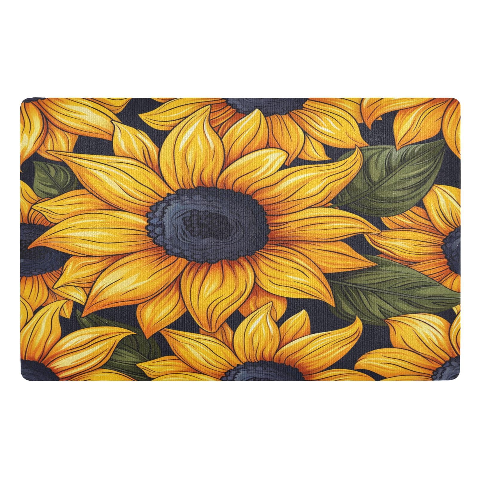 MUKJHOI Funny Welcome Mats, 32"x20" Front Door Mat for Outdoor/Indoor Entrance Sunflower (22) Entryway Rugs Home Farmhouse Balcony Patio Decor