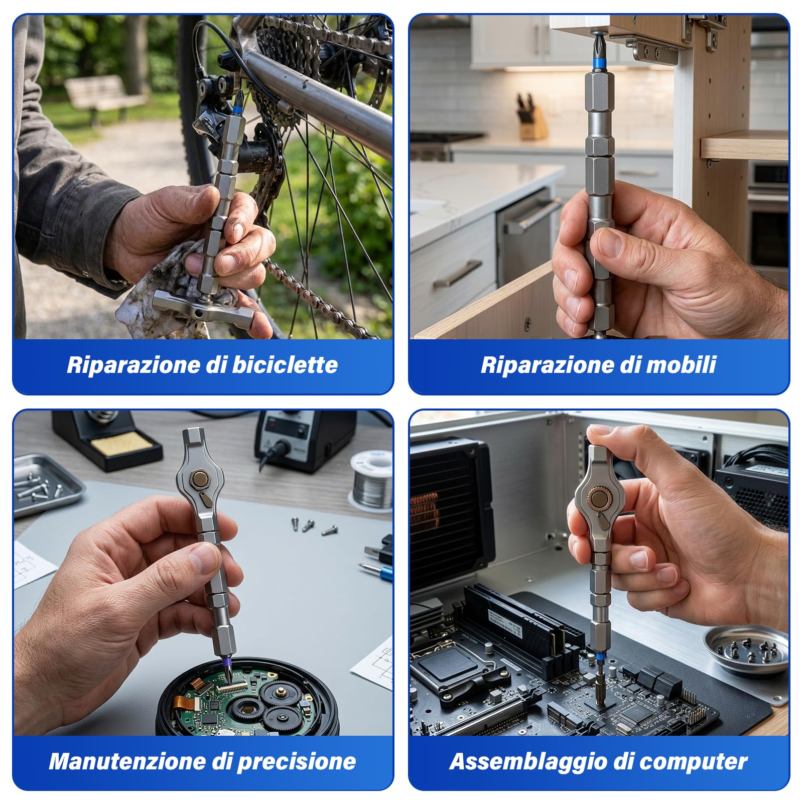 Set di Cacciaviti Magnetici 42 in 1, Cacciaviti Multi-bit con Impugnatura a Cricchetto Rimovibile, Set di Cacciaviti con 40 punte Colori Codificati, Utensili Precisione per Riparazioni