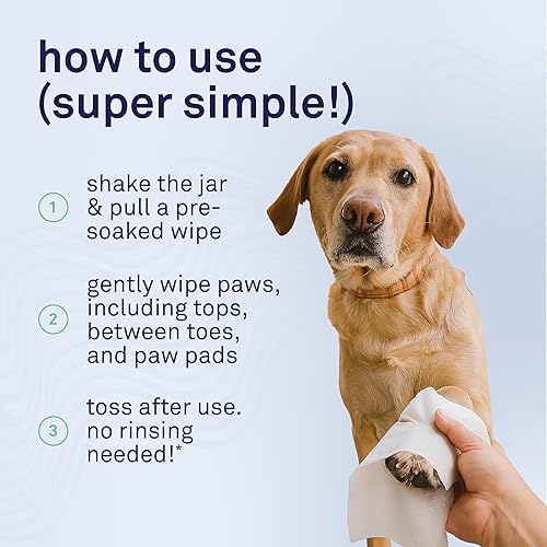 Miniatura 7 de Petpost Toallitas Grandes para Patas de Perros  70 Unidades de Toallitas Limpiadoras de Patas de Perro con Aceite de Coco, Aceite de Jojoba y Aloe