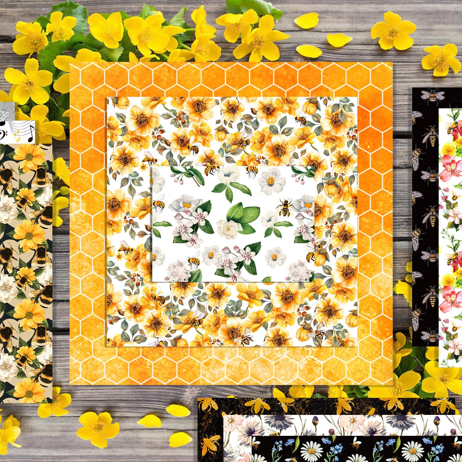 24 arkusze papieru z wzorem pszczół, 30 cm x 30 cm papier do scrapbookingu, 12 stylów