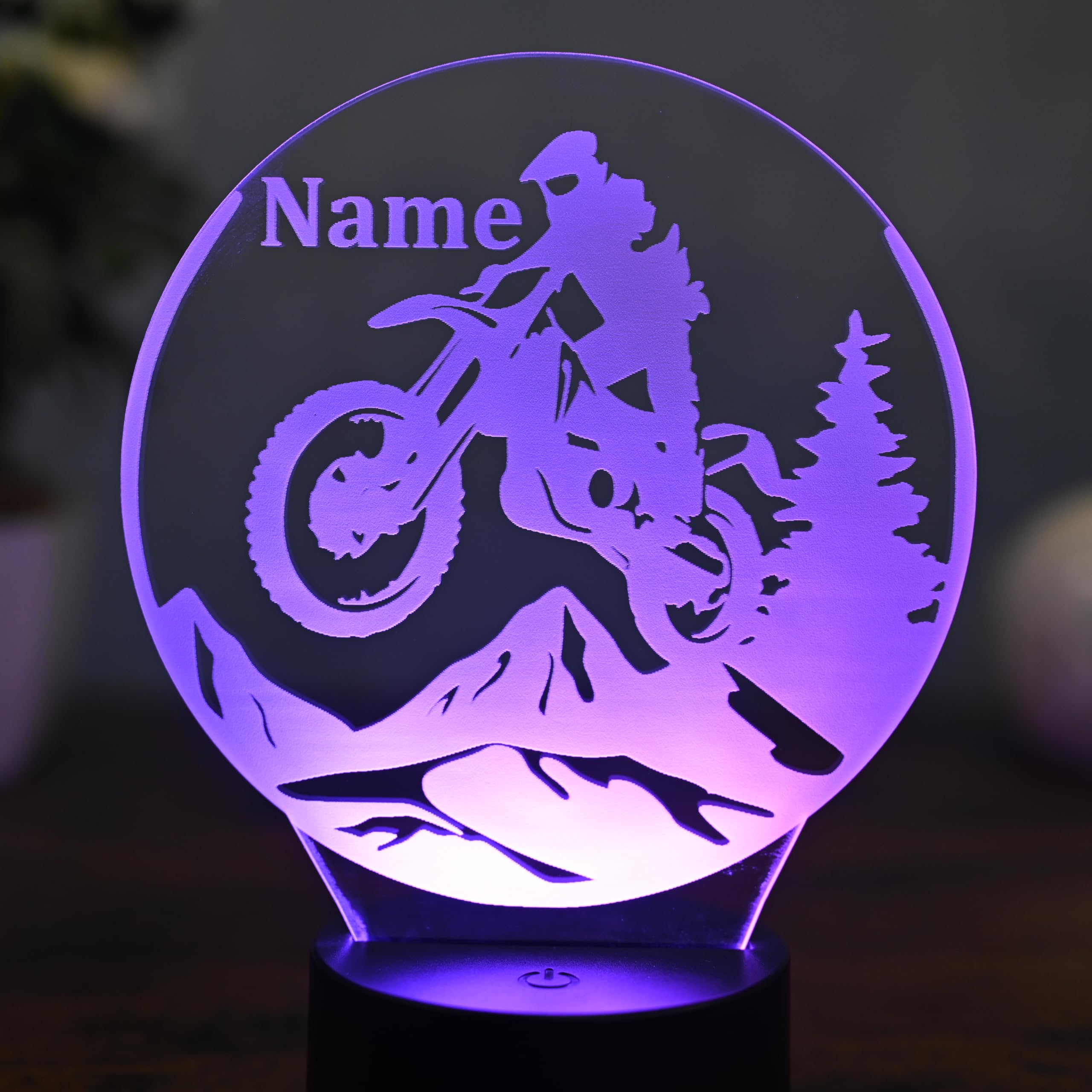 Personalisierte Motocross Lampe – Dirt Bike LED Nachtlicht mit Namen – Geschenkidee für Biker & Motorrad-Fans – Motocross Deko & Fanartikel für Kinder & Männer