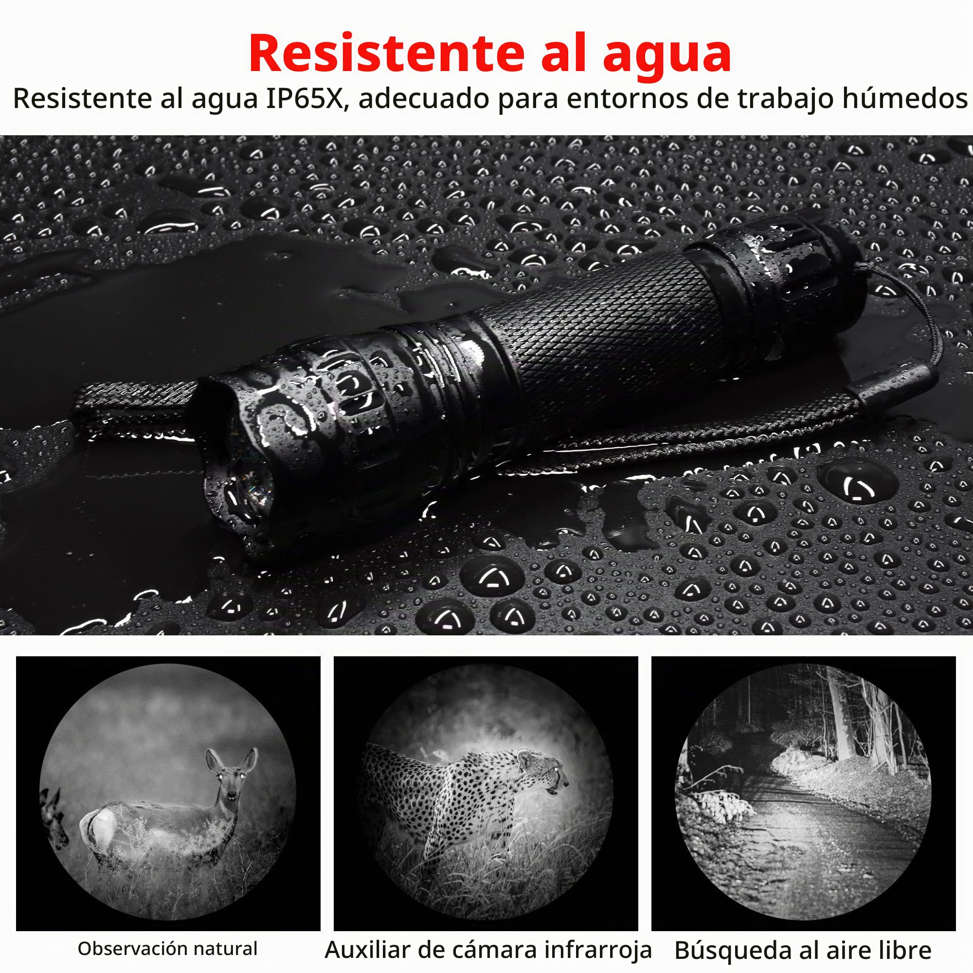 DARKBEAM Linterna de Infrarroja 850nm, IR Iluminación de Trabajo | para Dispositivo de Visión Nocturna - Luz Infrarrojos Invisible LED Recargable Largo Alcance Potente con Zoom para Caza