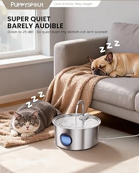 Cat Water Fountain Stainless Steel - 108oz/3.2L Automatic Cat Water Fountain for Drinking with 10PCS Filters, Metal Pet Water Fountain Water Dispenser for Cats, Puppy, Multiple Pets