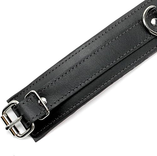 Miniatura 3 de Madison Collar Latigo de piel de cordero O-Ring hecho a mano Collar de cuero acolchado (pequeño, rojo)