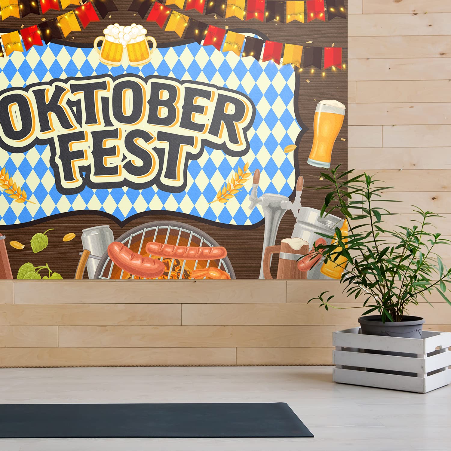 Oktoberfest Party Decorations Kit - 5-Piece Set With Tablecloths, Flags, Banner, Backdrop For German Beer Festival
