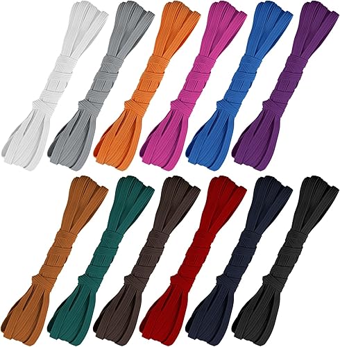 Miniatura 25 de Airisoer Banda elástica de 1/2 pulgada para costura, bandas elásticas de alta elasticidad de 12 yardas para cinturas, pantalones, ropa y Negro