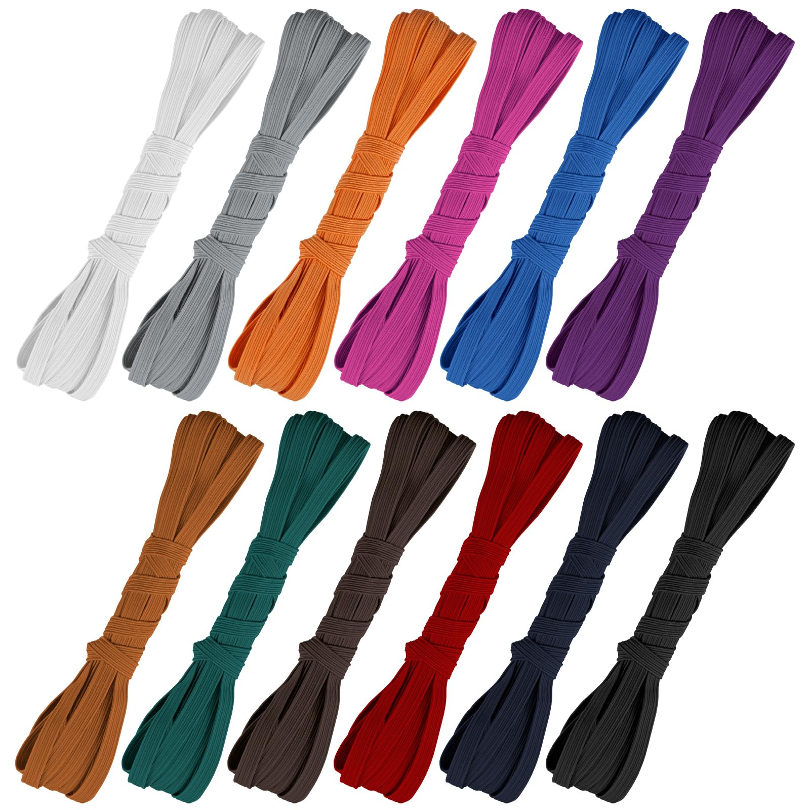 Airisoer Elastic Bands for Sewing 12 Rolls 1/4" x 4.4 Yards, Dark Colors