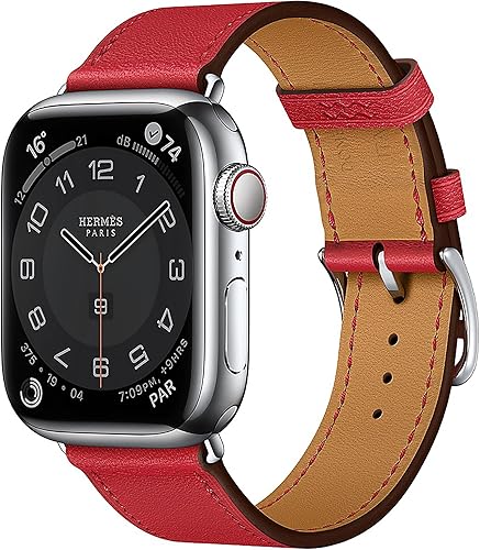 DONEGANI Milano - Correa de cuero compatible con correas de Apple Watch Series Ultra 9 8 7 6 5 4 3 2 1 SE 1.929 in 1.772 in 1.732 in 1.654 in