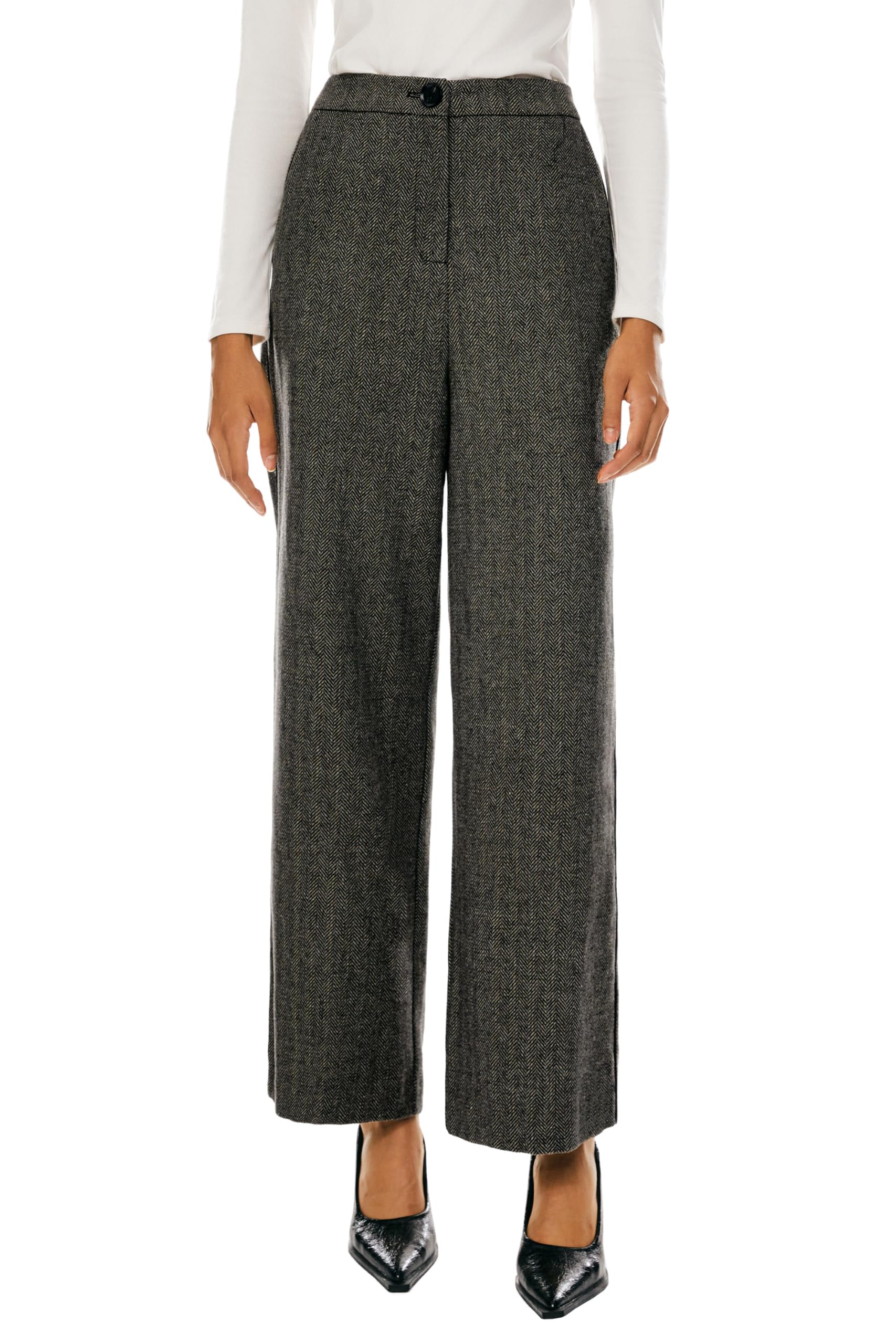 Orolay Womens Wool Blend Dress Pants High Waisted Casual Office Business Warm Straight Leg Trouser with Pockets