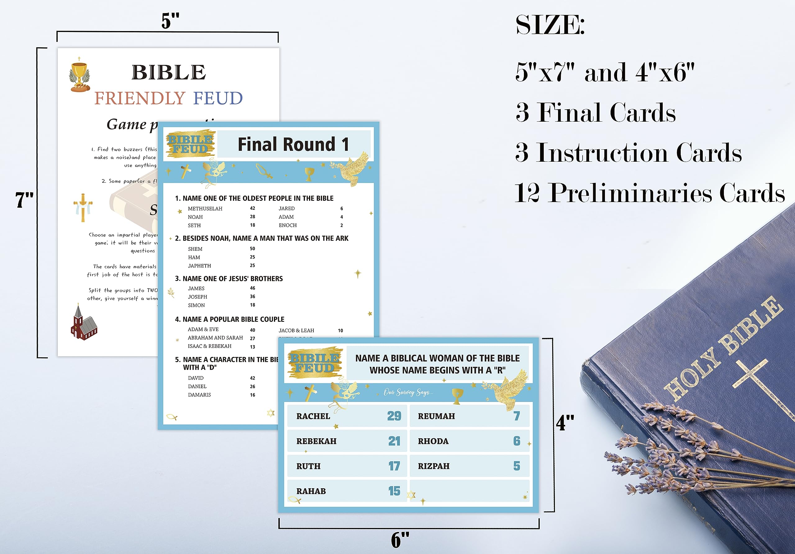 Juegos de la Biblia para adultos y familia, juego de peleas familiares para adultos, estudio de la Biblia, regalos religiosos, tarjetas que les gusta a los cristianos, trivia bíblica, juegos
