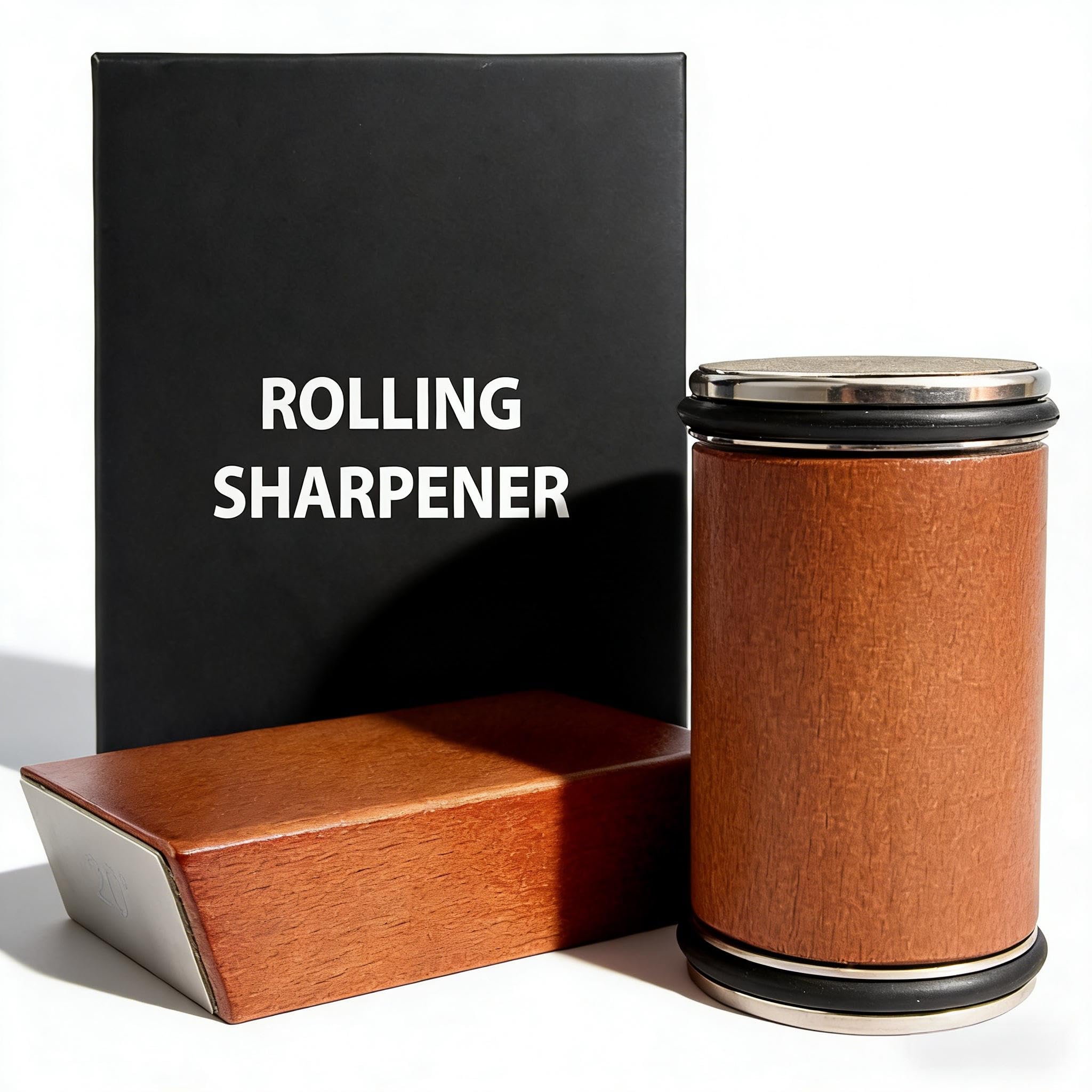 Bladeon Knife Sharpener Rolling Knife Sharpener with Diamond Ceramic Abrasives and 15 20 Magnetic Angle Guide for Kitchen