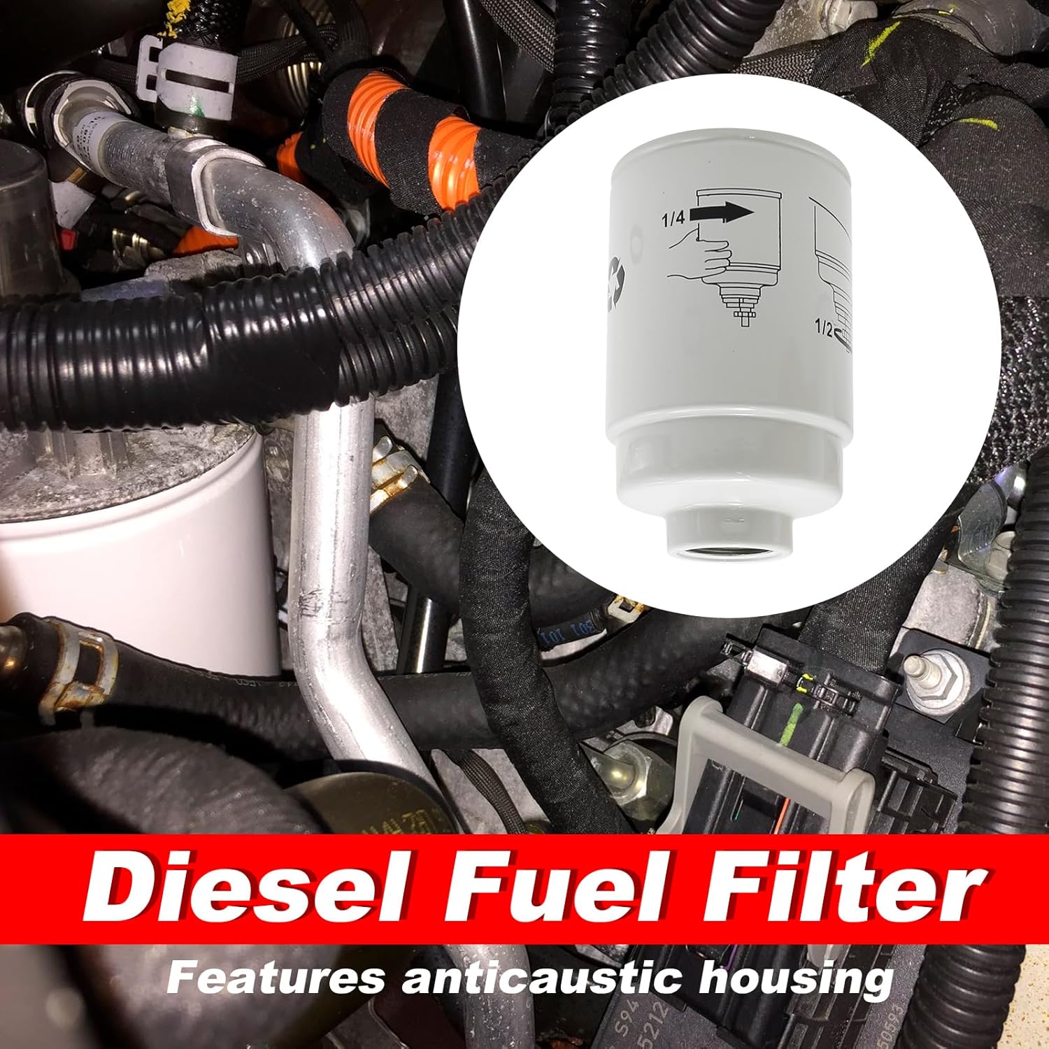 TP3018 Diesel Fuel Filter, Replacement for Chevy Silverado 2500 HD 3500 HD Express GMC Sierra 2500HD 3500HD Savana 2001-2006, Replaces TP3012, 12664429, 12633243