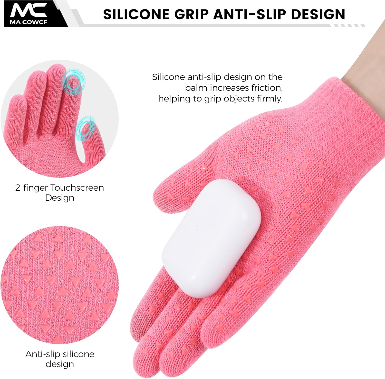 3 Pairs Kids Winter Gloves Warm Knit Gloves for 3-9 Years Touchscreen Design Toddler Warm Gloves for Cold Weather