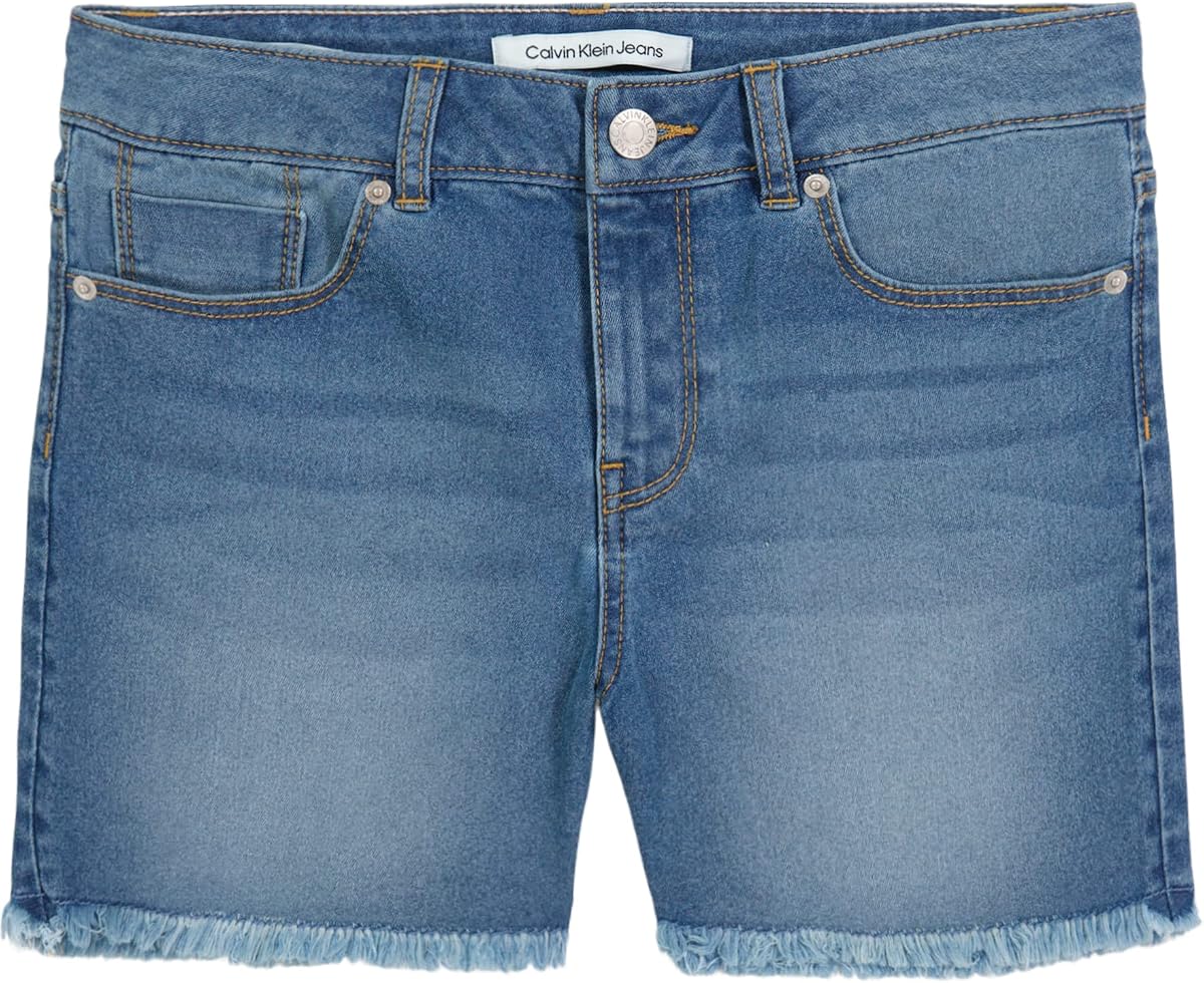 Calvin Klein Pantalones cortos vaqueros elásticos de ajuste novio para niña