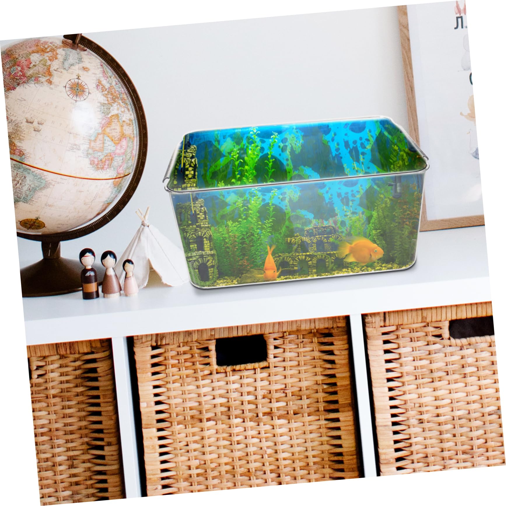 Pecera De Plástico Pequeña para Peces Dorados Acuario De Escritorio Ideal para Decoración
