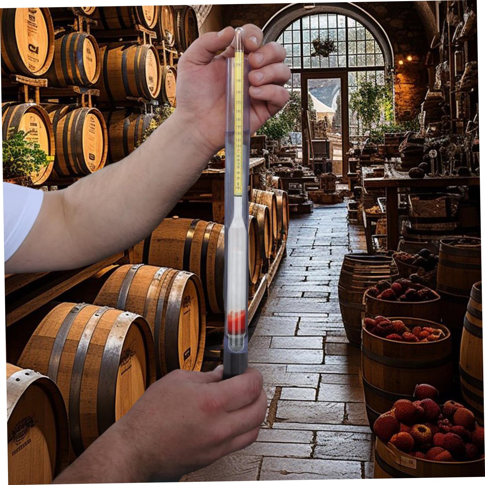 Kit de prueba de medidor de alcohol del hidrómetro, probador de alcohol a prueba de 0-100 0-100, medidor de alcohol graduado preciso con termómetro y caja de madera para vino, cerveza, sidra, prueba,