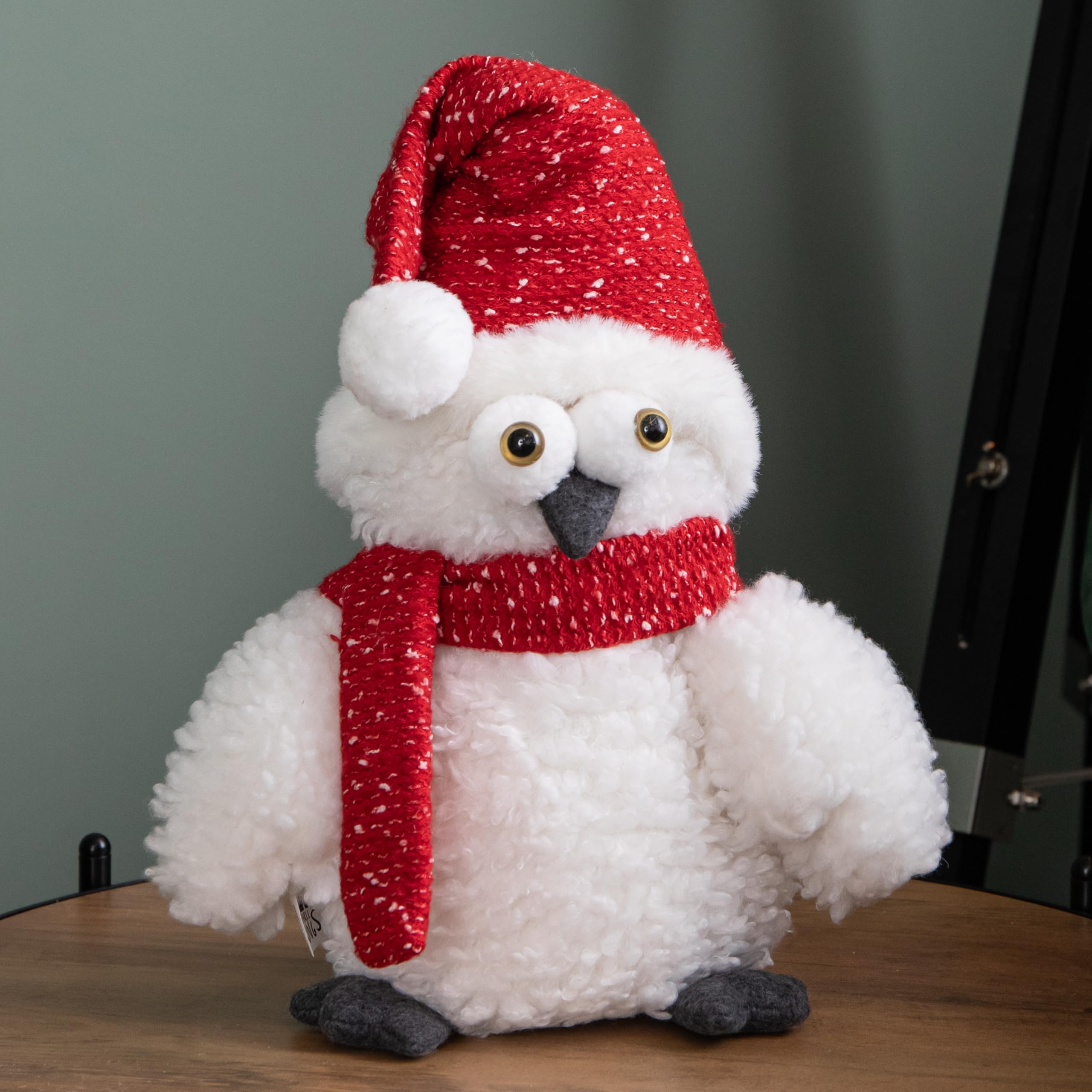 Samuel Alexander 30cm Plush Christmas Owl Decoration Santa Hat