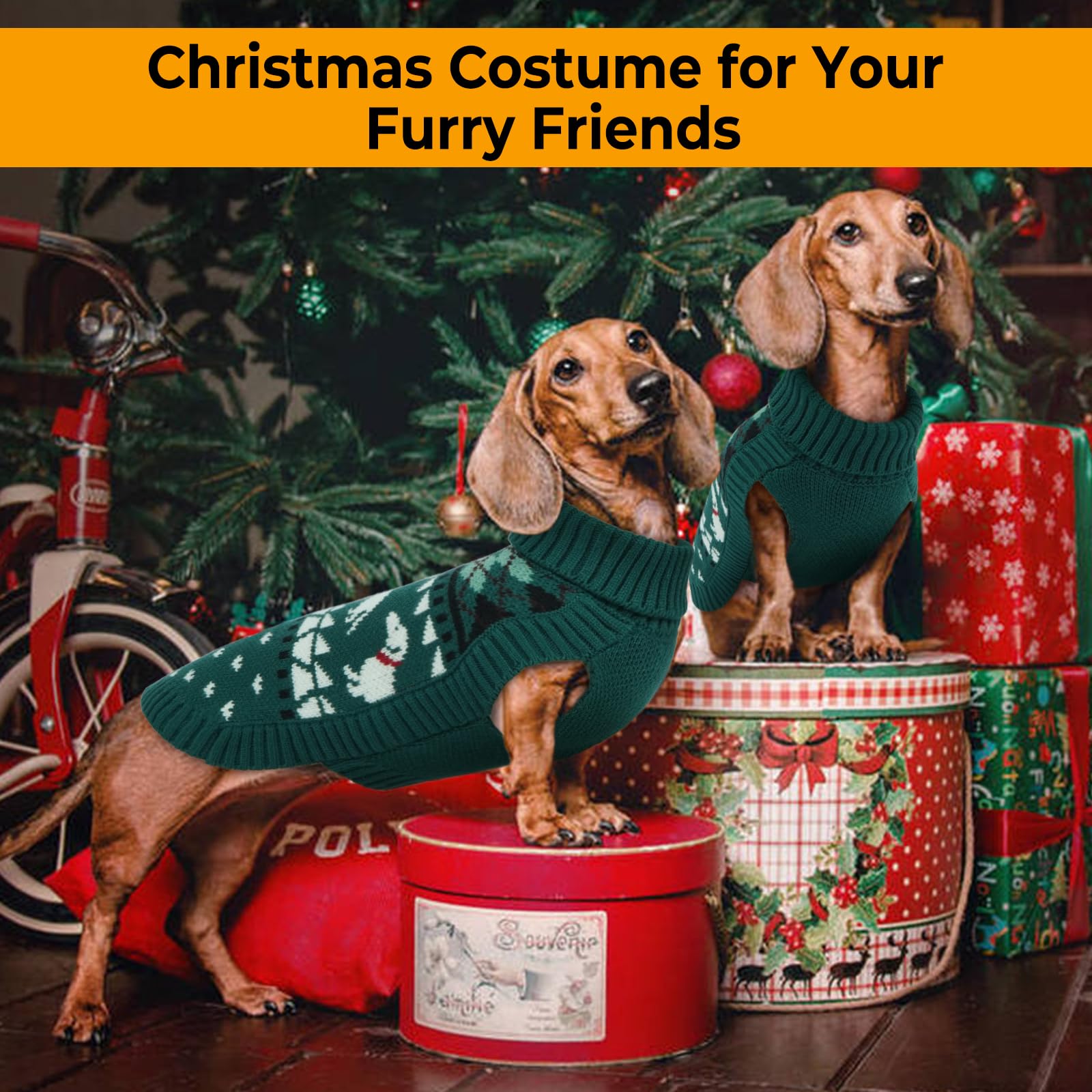 Leletail Pull teckel – Pull à col roulé pour chiens de petite taille, manteau chaud en tricot pour animal domestique, vêtements teckel pour temps froid, tenue confortable pour l'automne et l'hiver