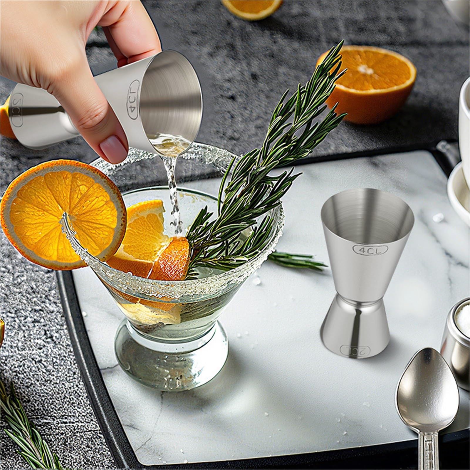 Medidor cónico para cócteles Taza medidora de acero inoxidable, coctelera, medidor clavija, Jigger, bebida doble trago, capacidad Alcohol, botella agitadora, herramienta for Bar fiesta(2PCS Golden)