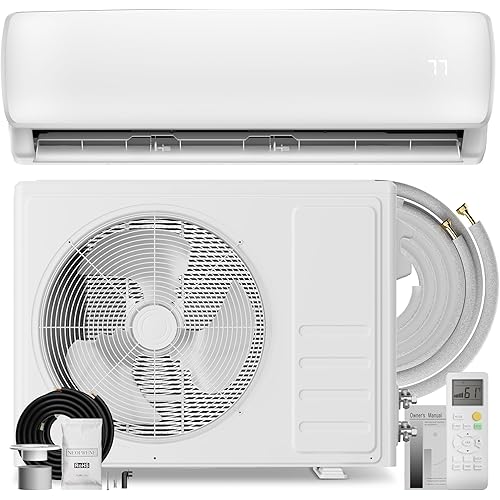 MEPTY 12000BTU Mini Split AC/Heating System, 19 SEER2 Energy Efficient Mini Split Air Conditioner with Heat Pump, Cools Up to 750sq.ft, Ductless Inverter AC Unit with Pre-Charged Condenser