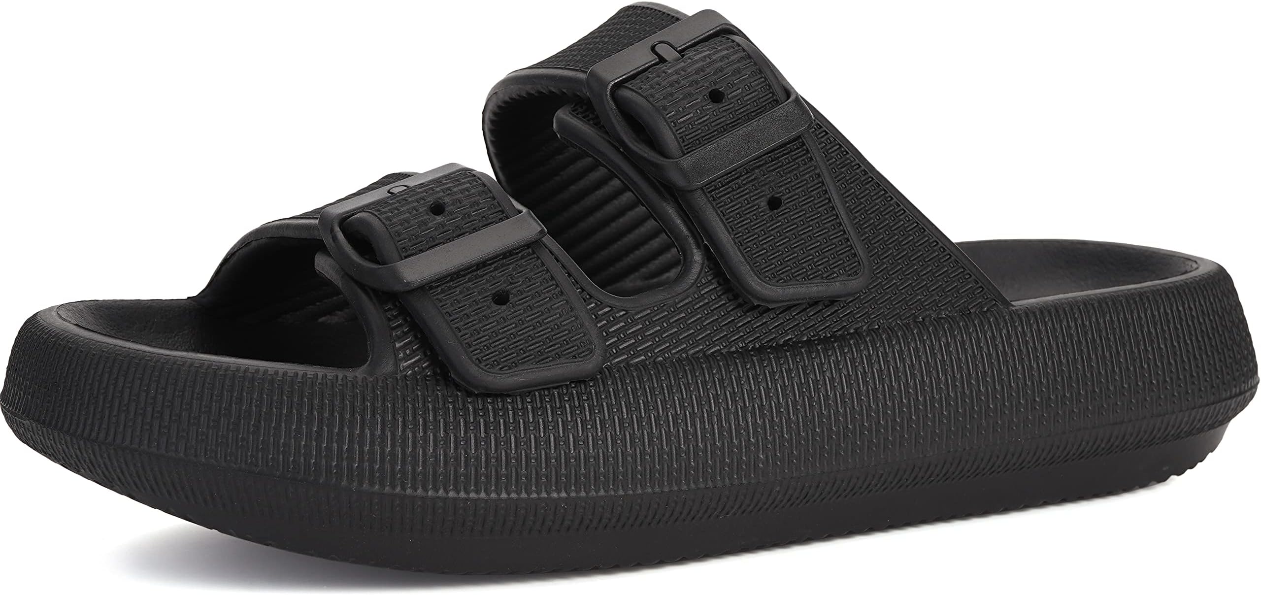 Pillow Slippers for Women and Men | Adjustable Double Buckle Shower Slides | Cushioned Thick Sole Sandals
