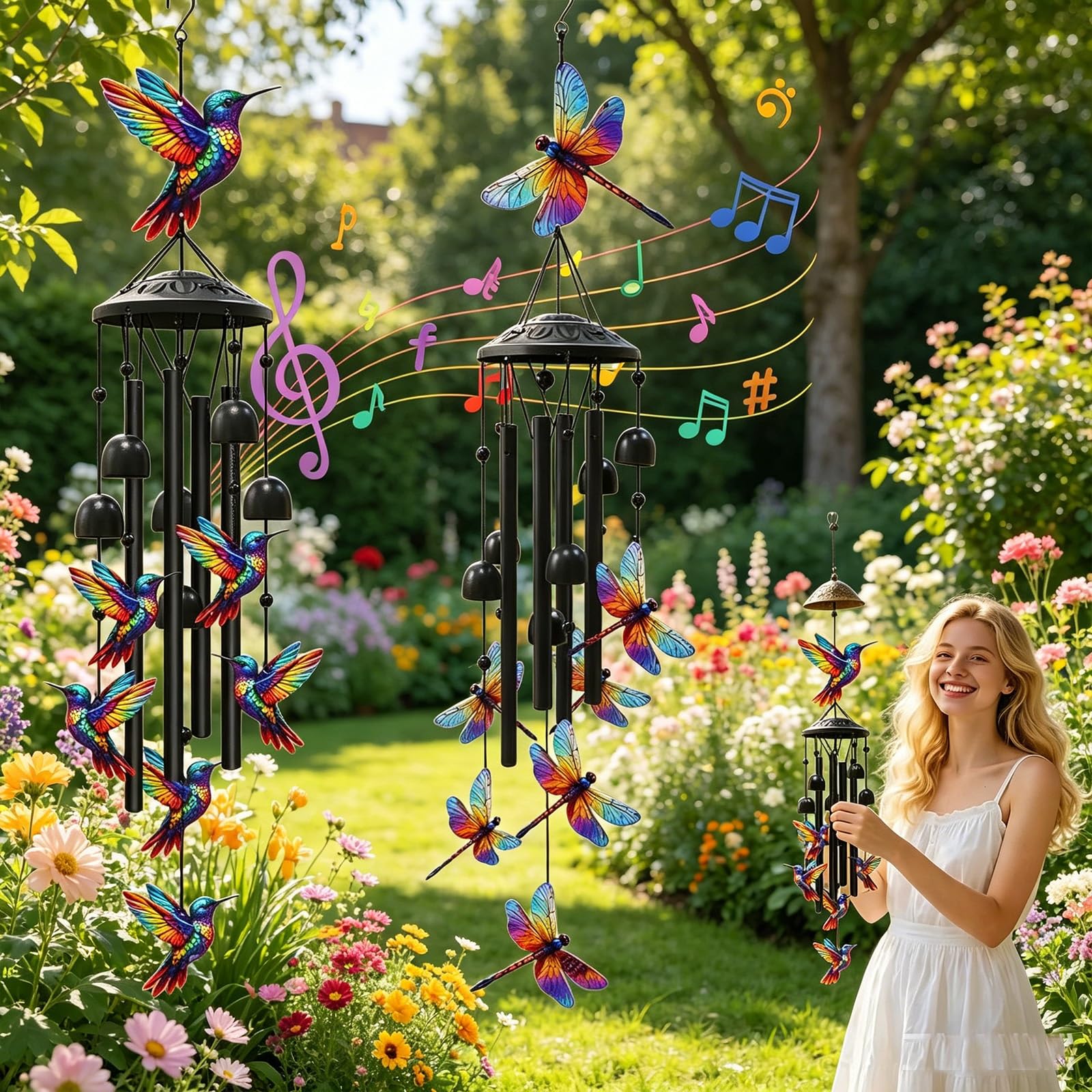 Carillon Éolien Colibri pour Fenêtre et Jardin au Ton Profond Apaisant