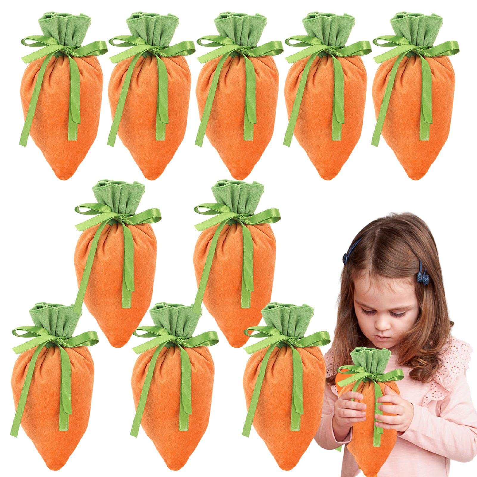 Bavokon 30 Drawstring Bags Set,Easter Velvet Bag,Easter Basket Carrot Favor Bag,Velvet Bag For Easter,Easter Carrot Velvet Jewelry Basket Easter Basket Bunny Favor Bag Treat Bags Candy Wrap Bags