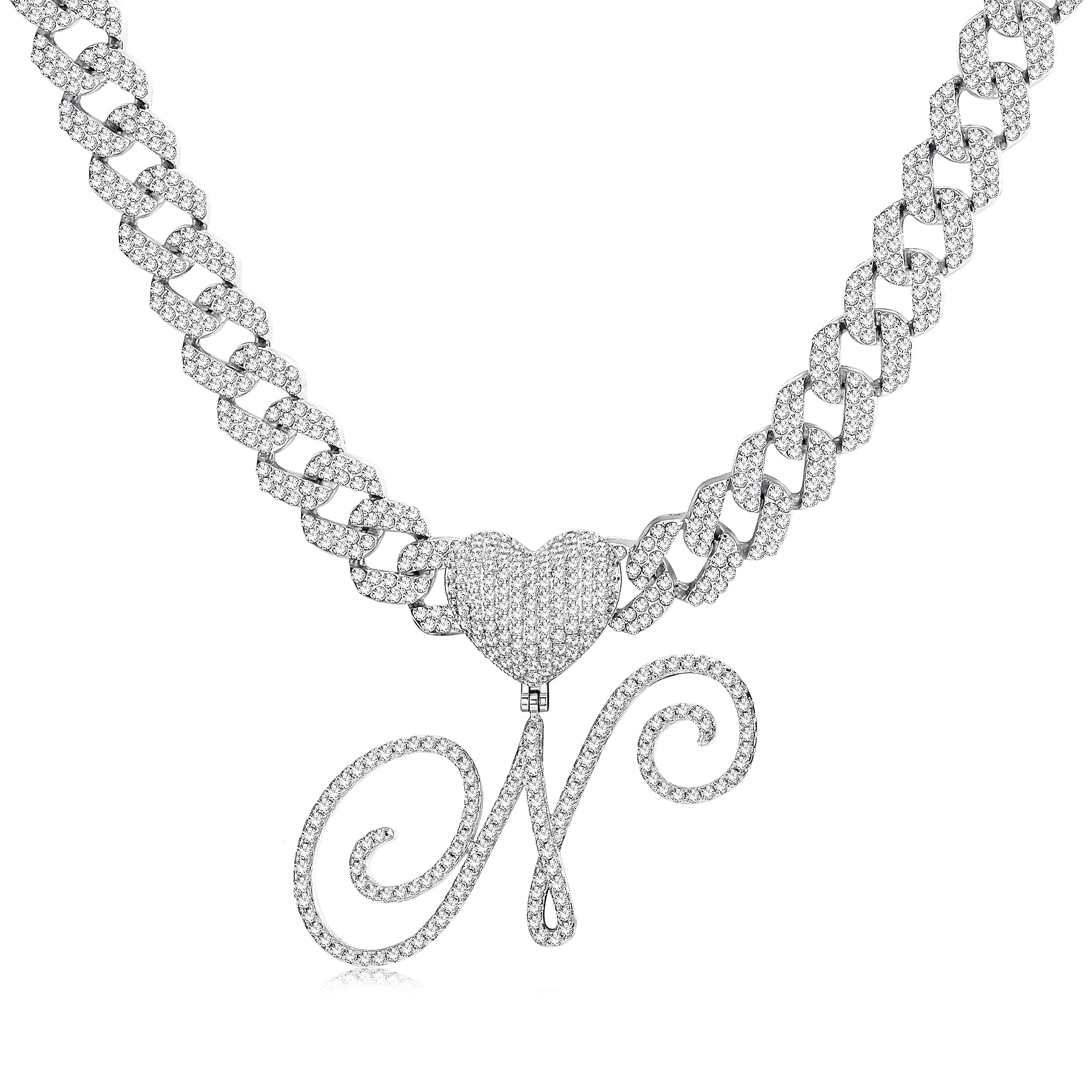 MILACOLATOCadena Cubana Hombre Mujer Cursive Initial Collar Inicial Plata Collar Con Nombre Personalizado Cadenas Oro De 18 Klate Colgantes Iniciales Choker Hip Hop Chain Rapero Y2K