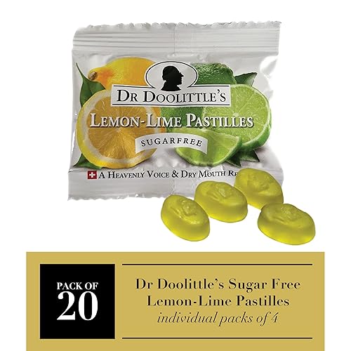 Miniatura 2 de Dr. Doolittle's Pastillas de frutas suaves sin azúcar para voz y garganta, sabor a limón y lima, bolsa de tamaño de viaje, paquete de