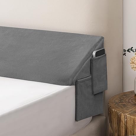 habibee Twin Headboard Pillow, 39"x10"x6", Grey