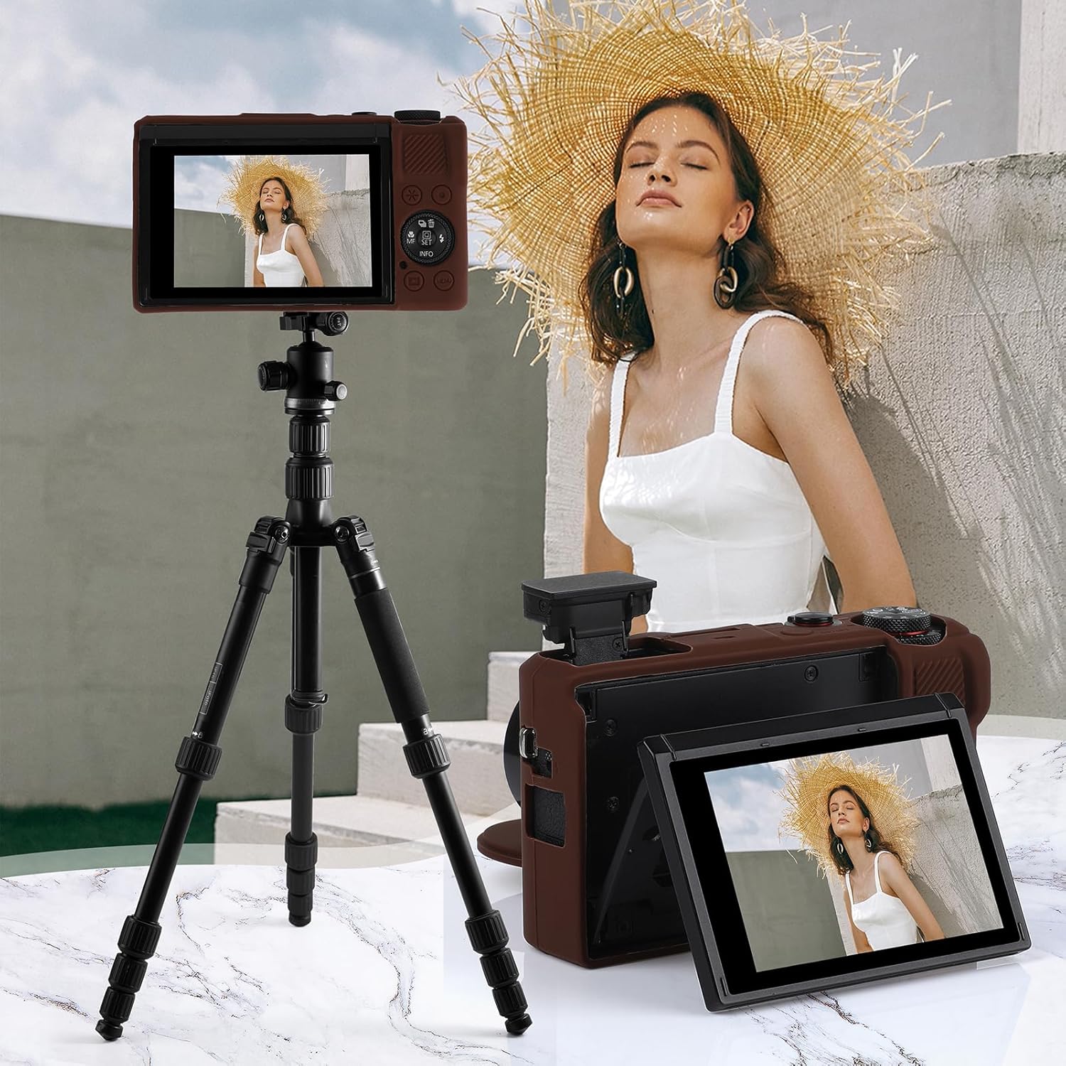 Soft Body Case for Canon G7X Mark III, Silicone Protective Cover with Rmovable Lens Cover for Canon Powershot G7X Mark III, G7X Mark III Protective Case (Coffee) - Image 2