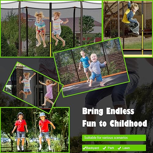 Miniatura 7 de Giantex Trampolín rectangular de 8 pies x 14 pies con certificación ASTM con recinto, escalera, marco de acero galvanizado de doble cara, carga