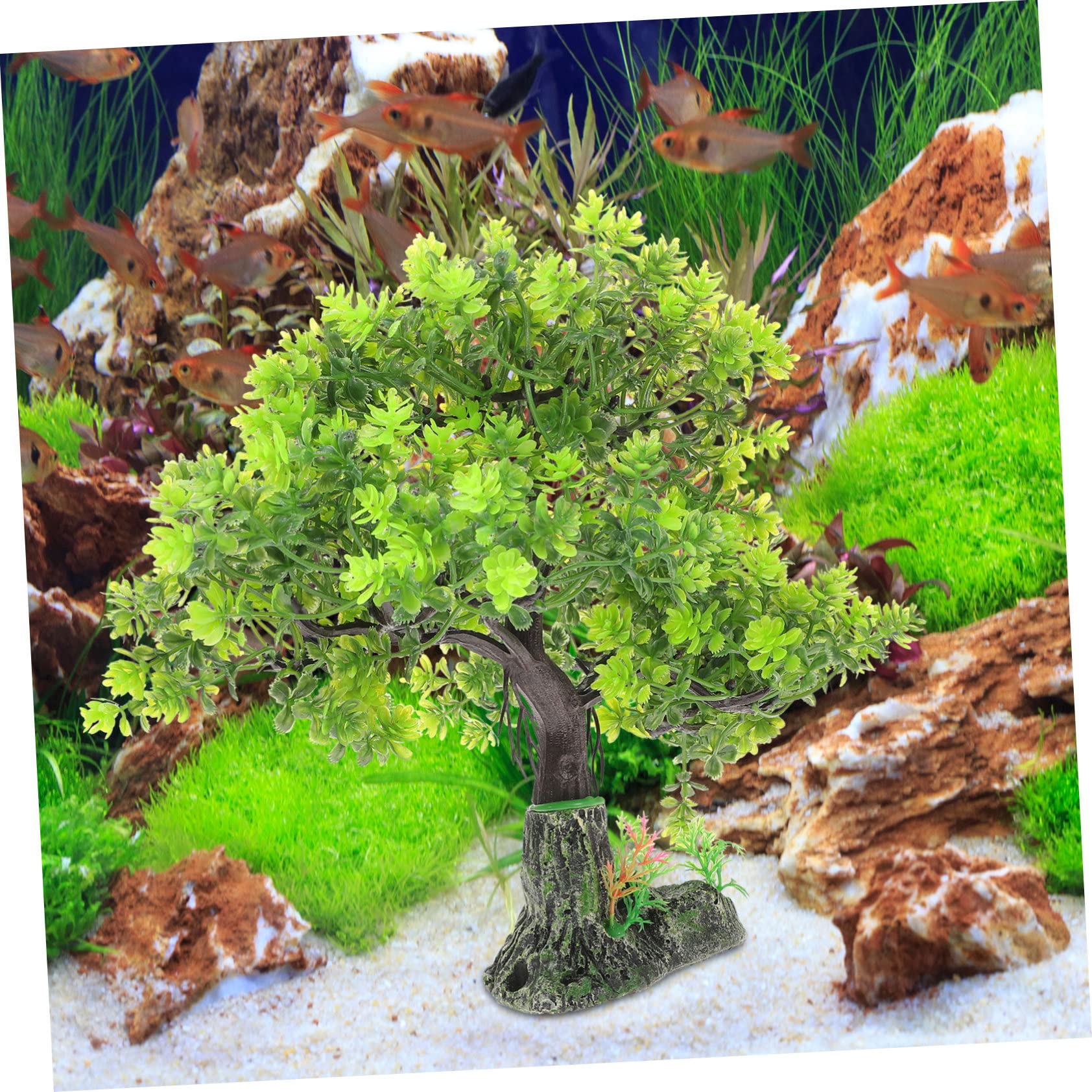 iplusmile Albero Finto in Resina Pianta Decorativa per Acquario Decorazione da per Acquario Albero Finto Compatto Decorazione Realistica