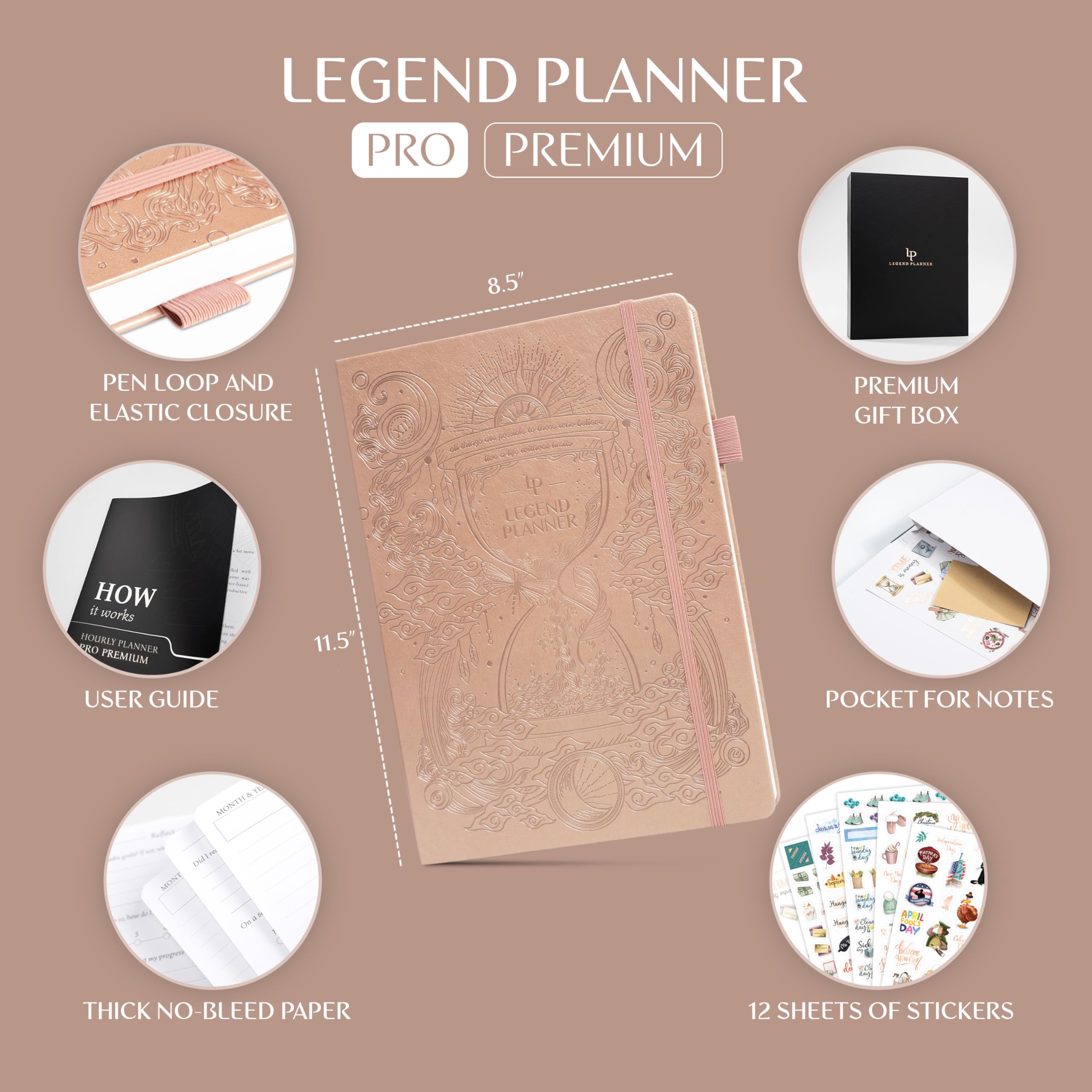 Legend Hourly Planner PRO Premium, Large Undated Schedule Planner with Time Slots - Image 2