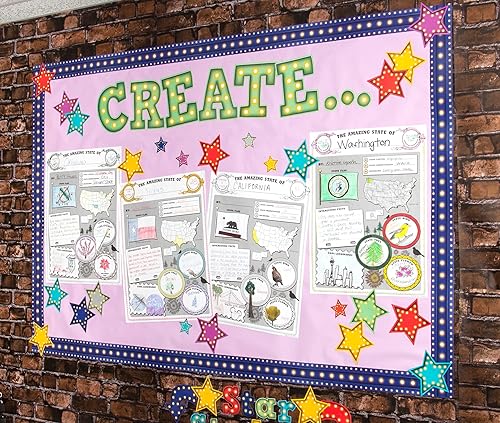 Miniatura 6 de Teacher Created Resources Paquete de póster Amazing State, negro, blanco, 17 x 22 pulgadas