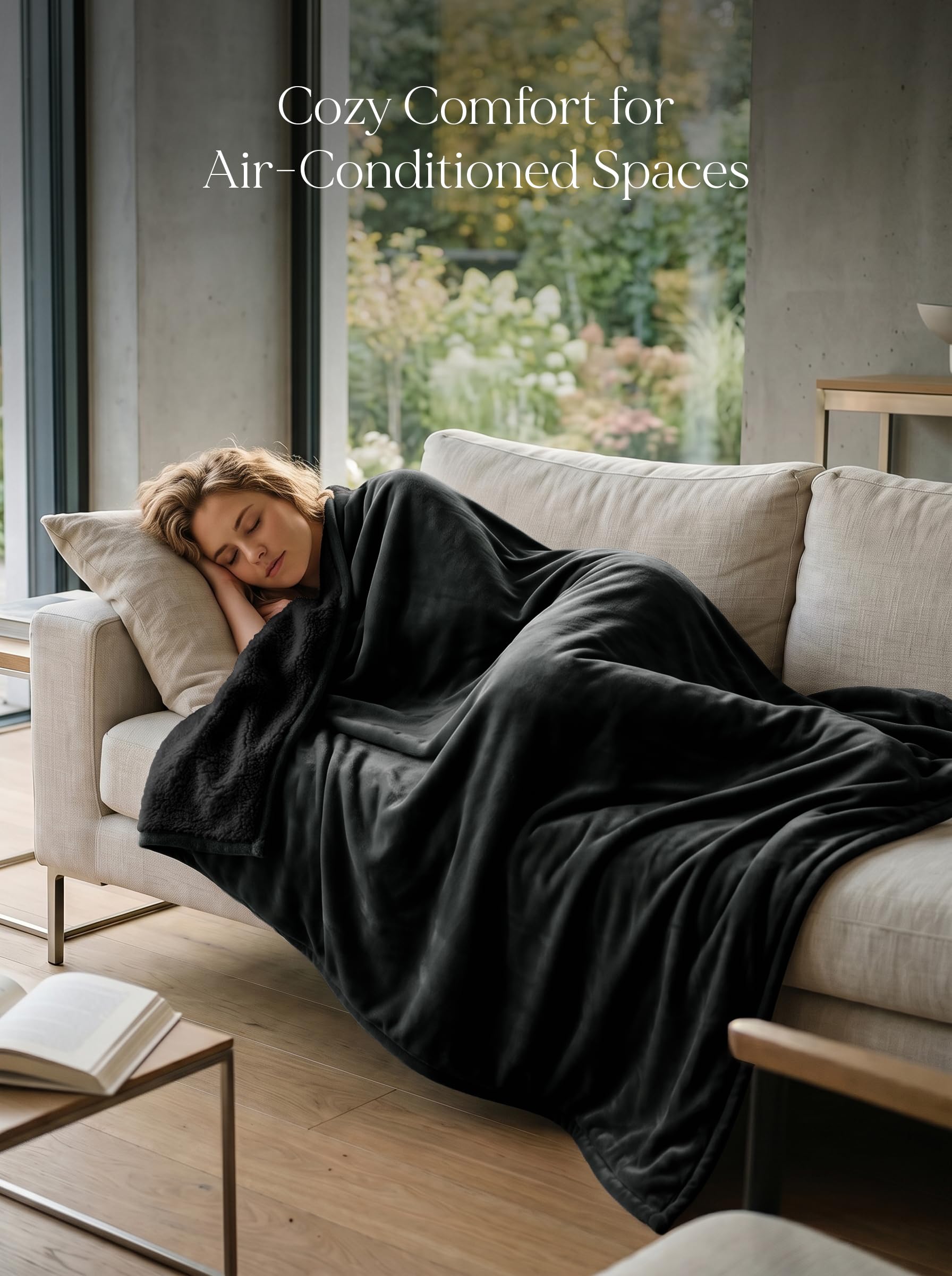Utopia Bedding - Coperta Sherpa per letto singolo, colore nero, 152 x 203 cm, in morbido pile felpato, reversibile, invernale, per letto, divano, campeggio e viaggi