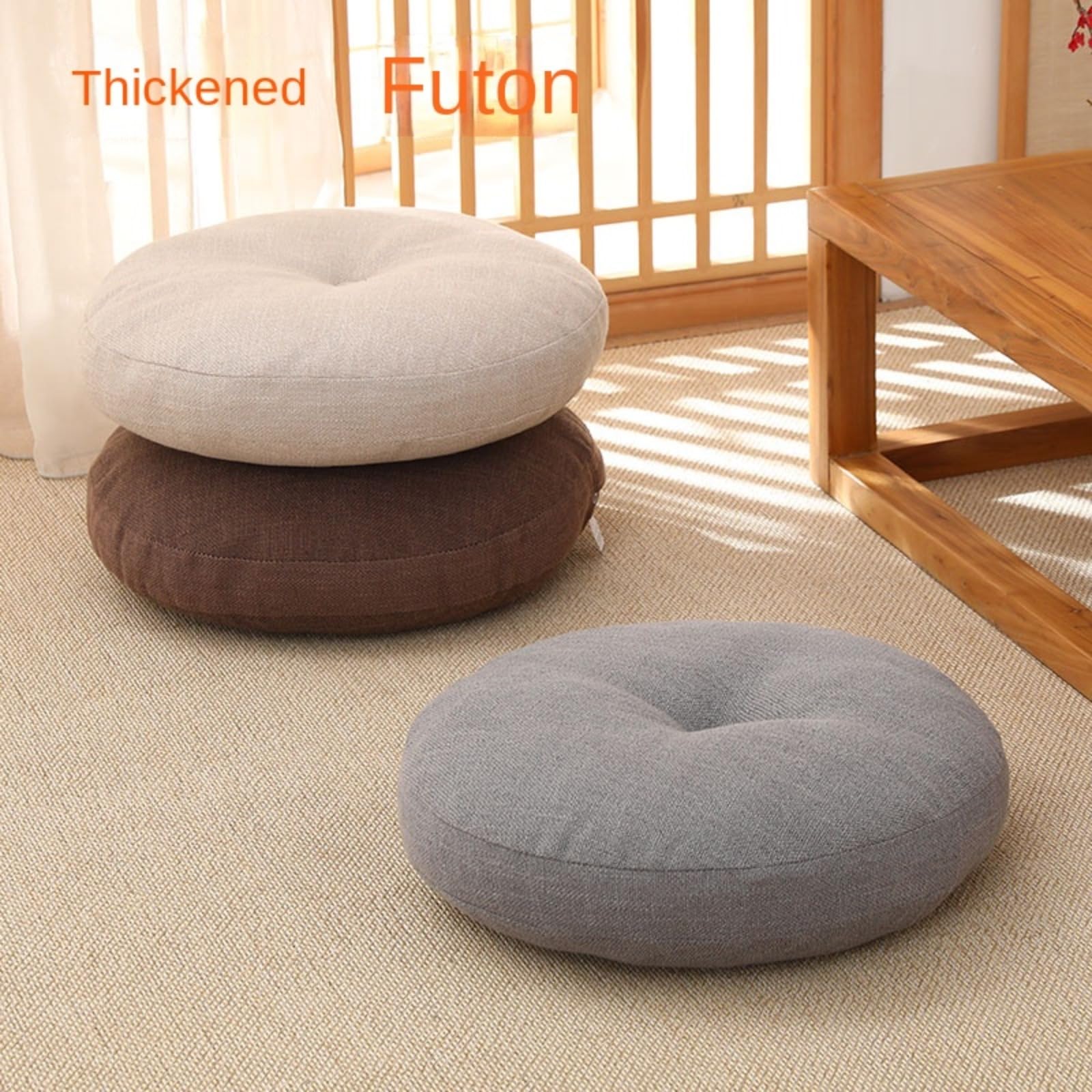 0XBIT Comfort Cotone Lino Pavimento Cuscino Spessore Corduroy Tatami Pavimento Cuscino Rotondo Grande Traspirante Seduta Cuscino per Room Party Decorazione Esterna