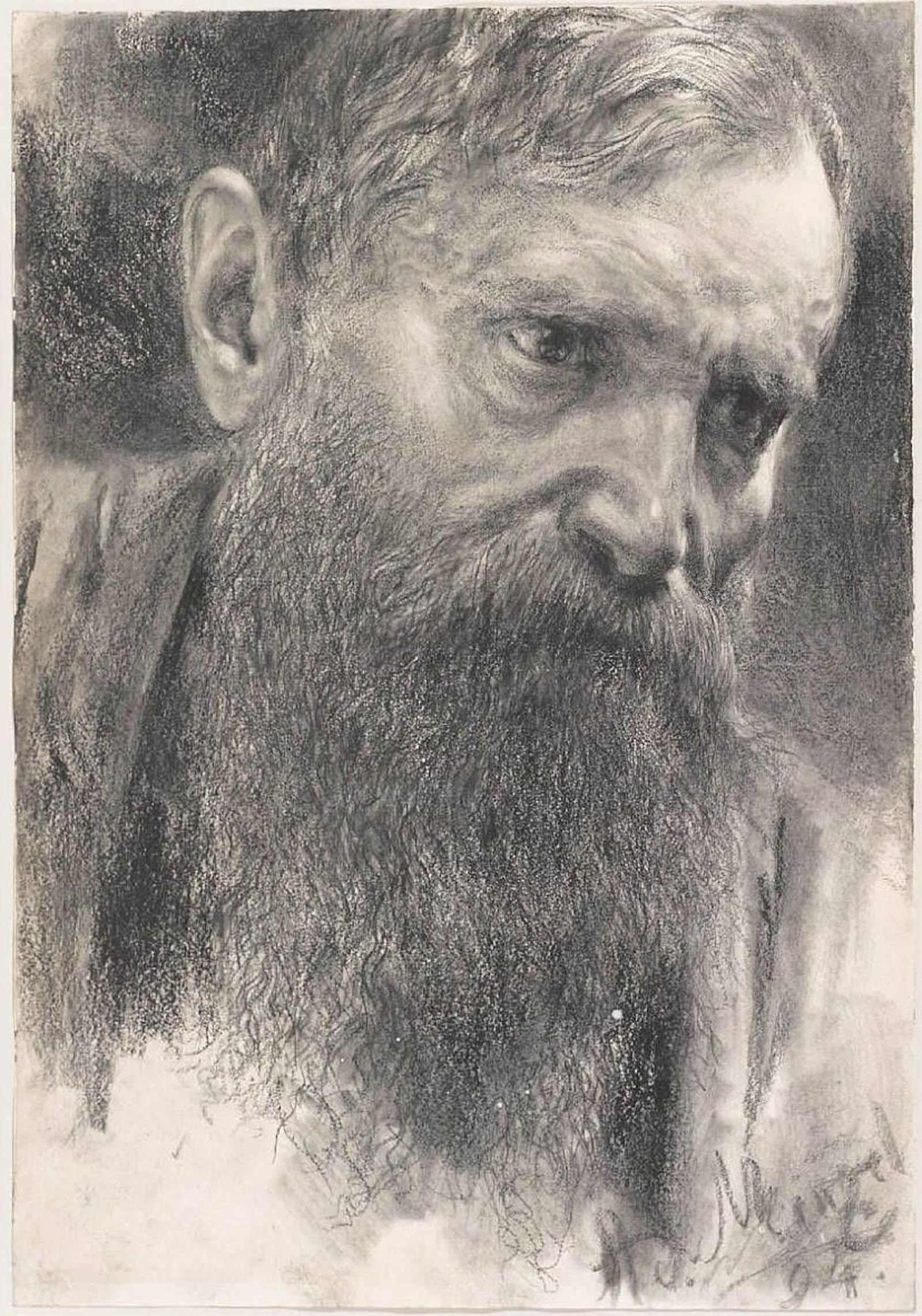 ARTXLXXBN Famous Art Print Poster Vintage Wall Art Head of a man with beard by Adolph Menzel Canvas Art Poster for Home Decor 60x90cm