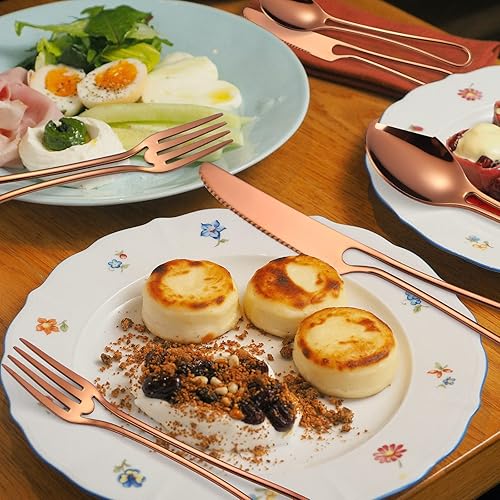 Miniatura 6 de A  HOUSEWARE Stainless Steel Flatware Set Copper with Hollow Out Handles, 20-Piece Cutlery Set Modern Tableware Utensils for Home Wedding