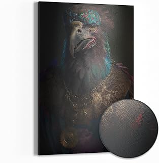 DEQOART Pizarra magnética de metal, 60 x 90 cm, diseño "noble cabeza de pluma", pizarra blanca para todos los imanes, pizarra magnética de pared para cocina y oficina, diseño magnético