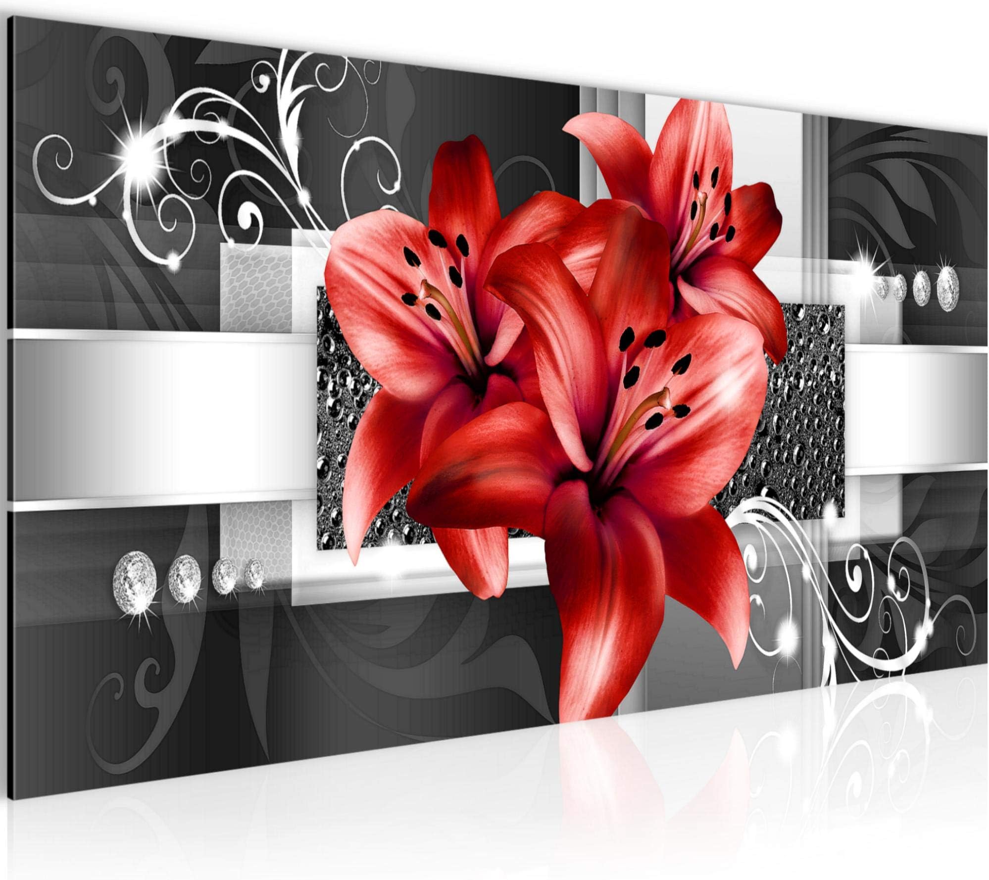 5-teiliges Leinwandbild Orchidee & Diamant – XXL Wandbild Auf Vlies, Abstrakt & Modern