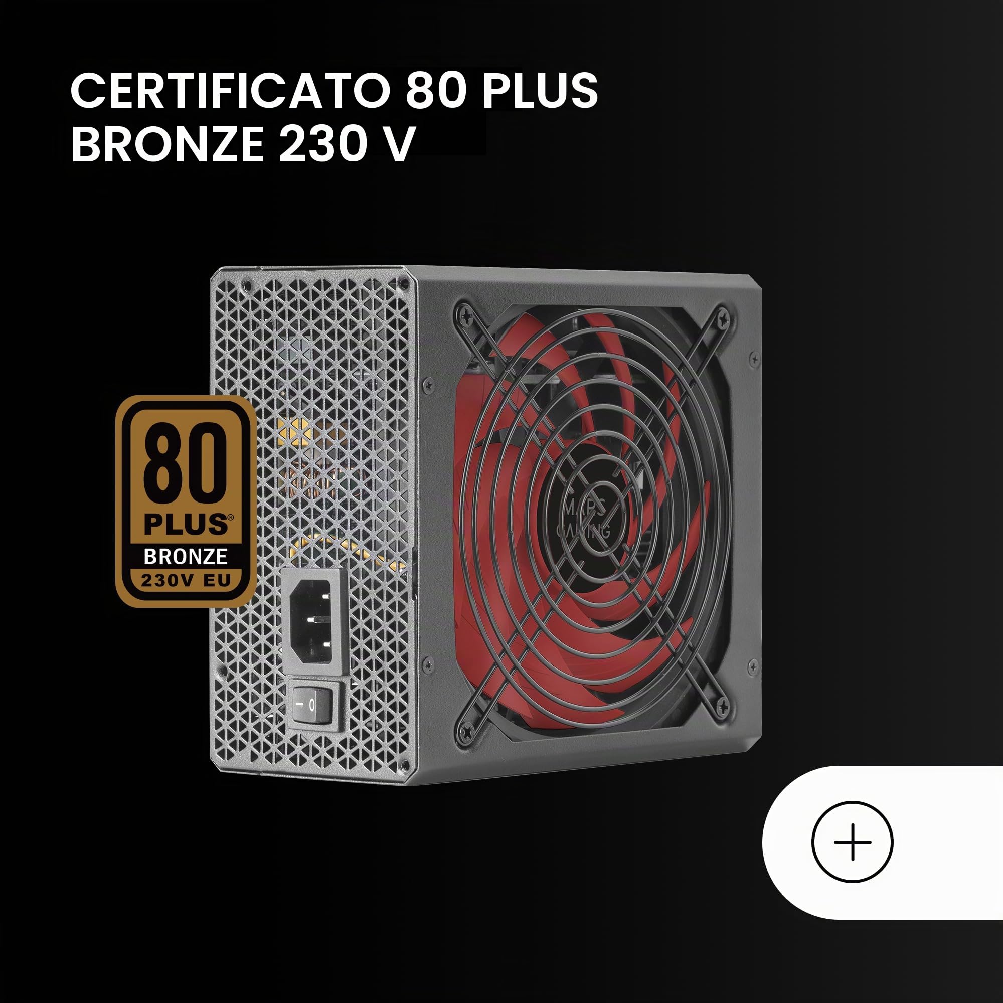 Mars Gaming MPB850M, Alimentatore Modulare ATX 850W, 6 Anni Garanzia, 80Plus Bronze 230V, Tecnologia AI-RPM Silenziosa, 90% Efficienza, Nero