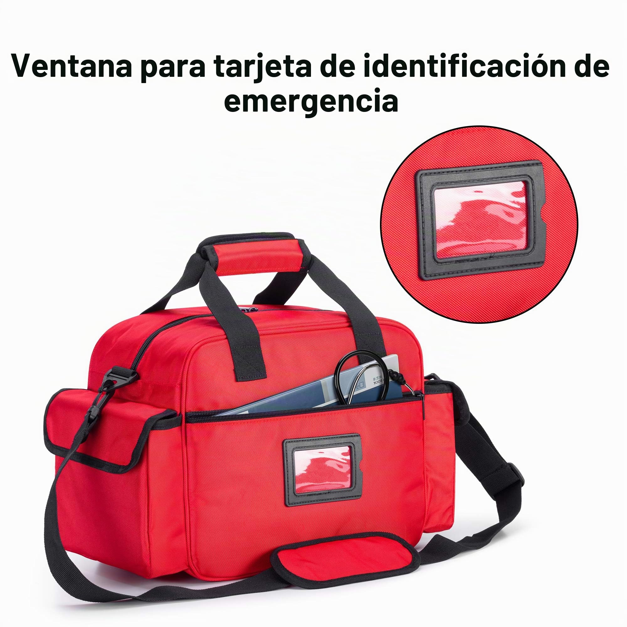 Trunab - Bolso de Primeros Auxilios, Rojo para Enfermeras, Apto para visitas a casa, Bandolera para Uso médico con Muchos Bolsillos para Estudiante de enfermería