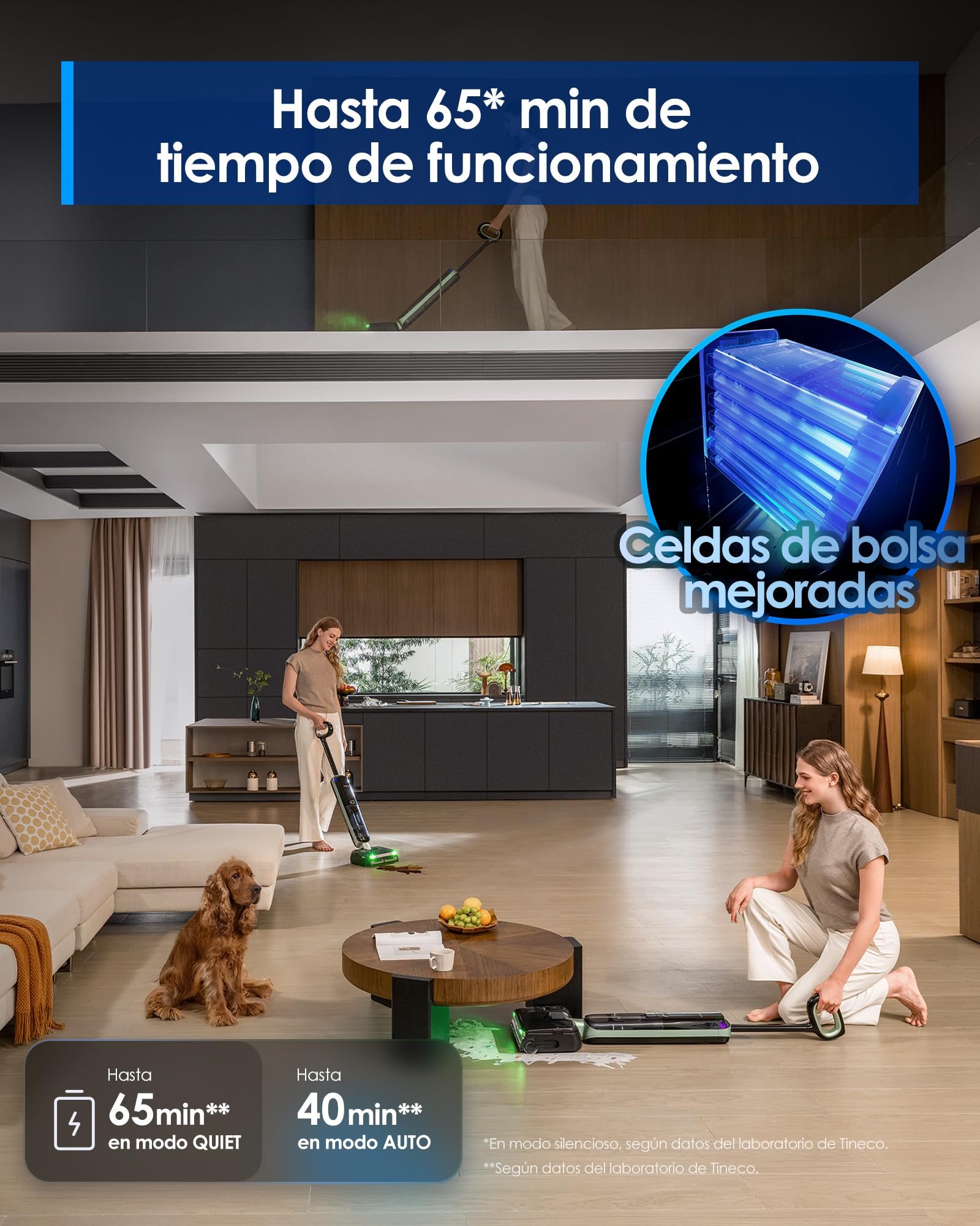 Tineco Floor One S7 Master, Aspiradora-Fregona Inteligente en Seco y Húmedo | StreakFree, Succión de 25000Pa, Sistema de Autolimpieza FlashDry, Luz Verde DustReveal de 150°