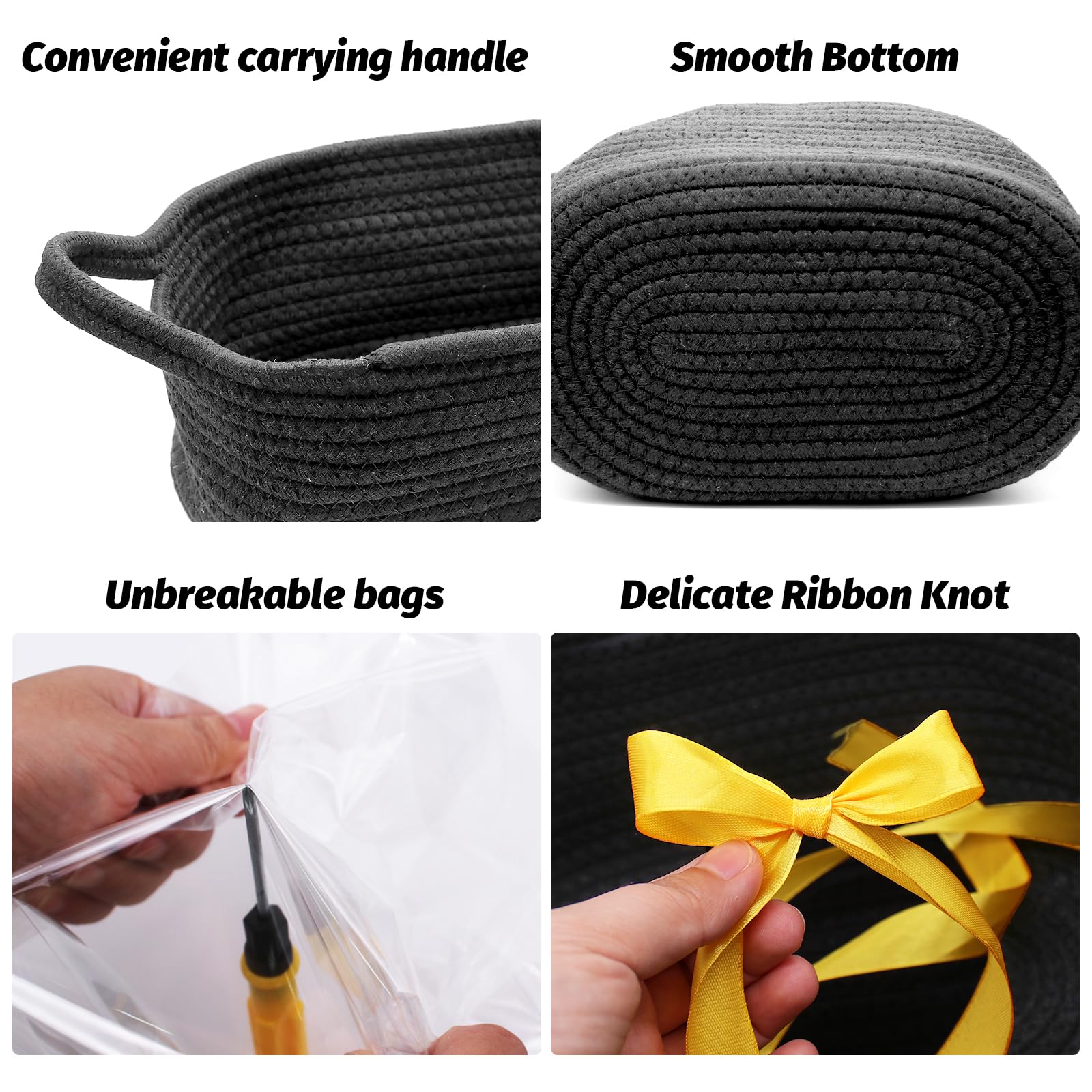 NINGESHOP Set di 6 Cestini Portaoggetti Intrecciato in Corda di Cotone