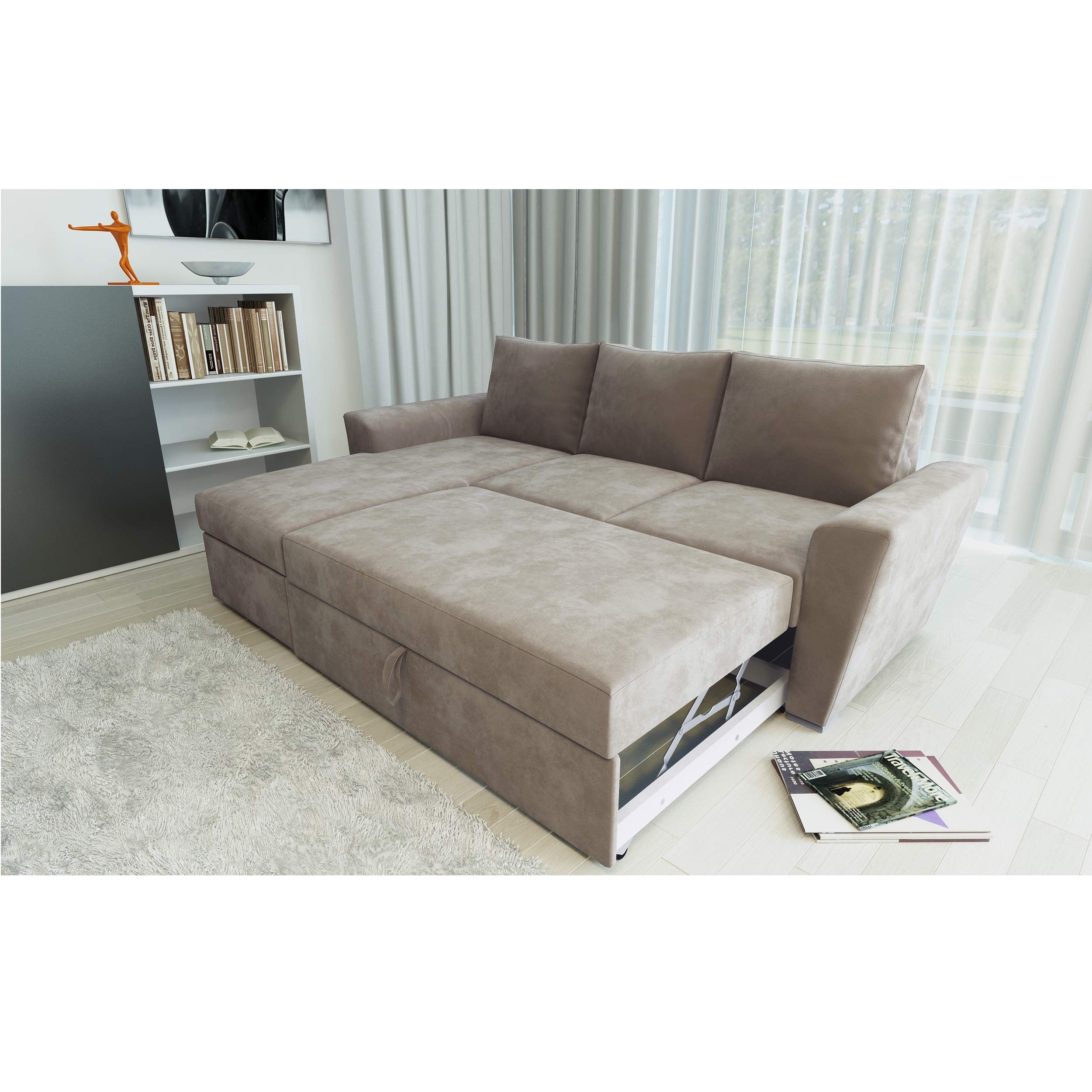 Direct Furniture Chenille Stanford LShape Left/Right Sofa Bed with