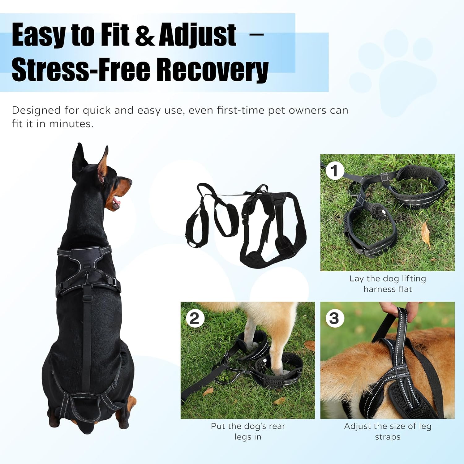 Multi-Functional Dog Lift Harness – Full Body Support Vest for Front, Rear, or Whole-Body Lifting – Mobility Aid for Senior, Injured, or Post-Surgery Dogs, Breathable & Washable