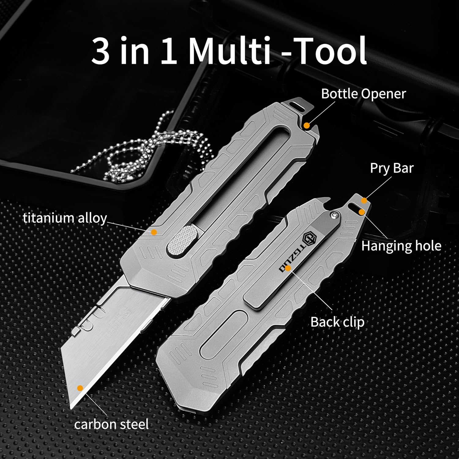 Titanium Retractable Pocket Knife 6-inch Utility Knife Box Opener with 10pcs Stainless Steel Blades
