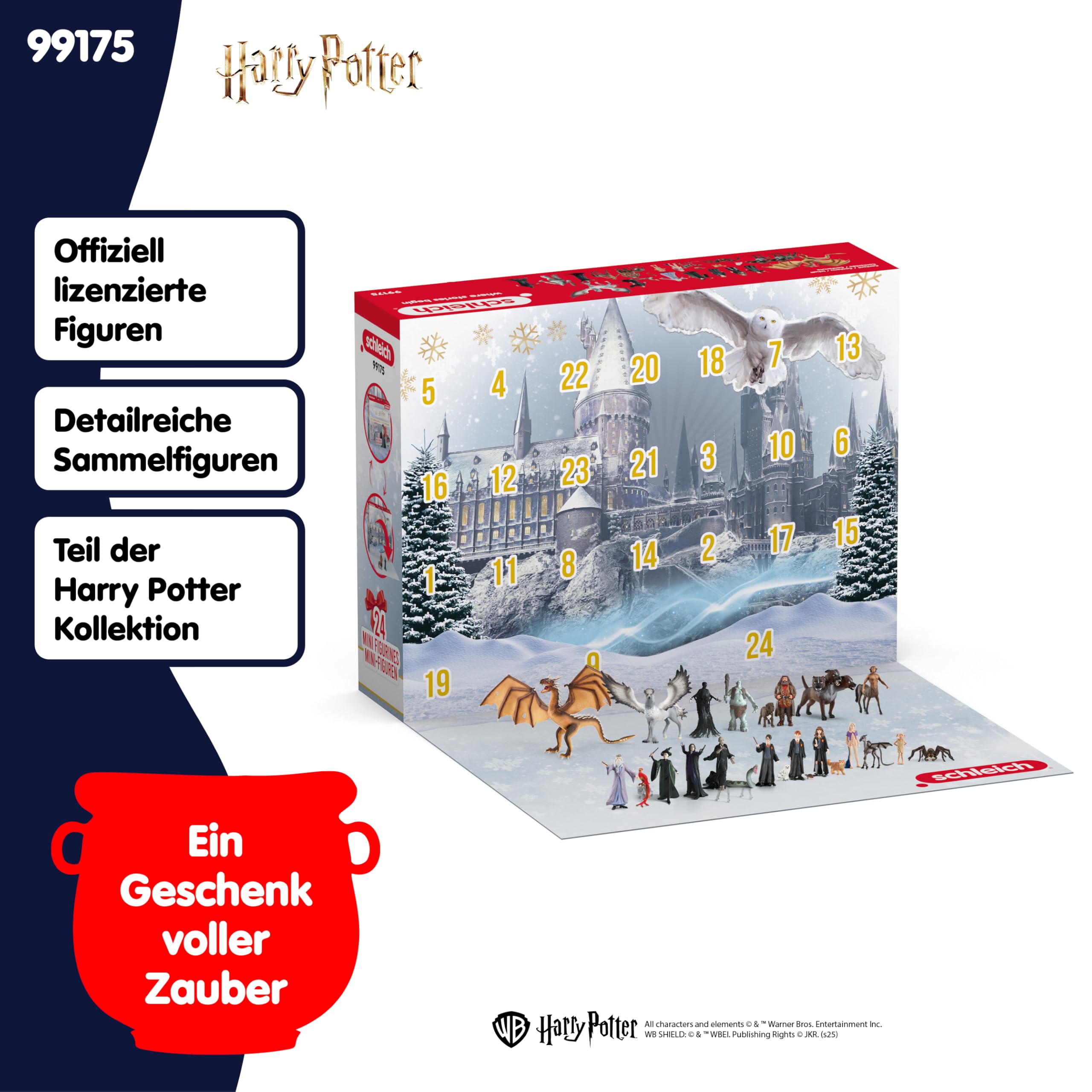 schleich HARRY POTTER Adventskalender 2025 – 99175 | detailgetreue Sammelfiguren & Spielfiguren | Geschenkidee für Kinder ab 6 Jahren & Sammler | Weihnachtskalender mit 24 Figuren & Zubehör